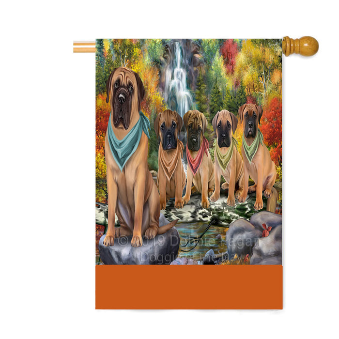 Personalized Scenic Waterfall Bullmastiff Dogs Custom House Flag FLG-DOTD-A61014