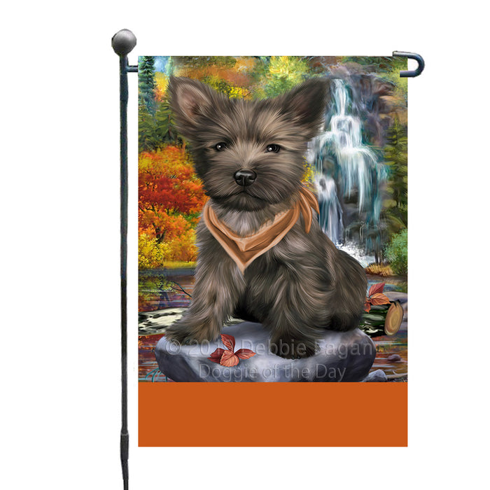Personalized Scenic Waterfall Cairn Terrier Dog Custom Garden Flags GFLG-DOTD-A60962