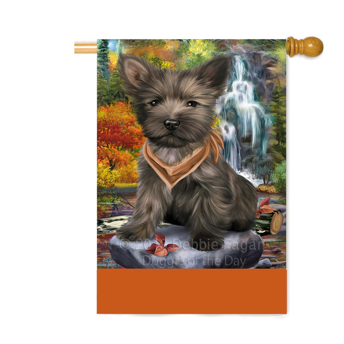 Personalized Scenic Waterfall Cairn Terrier Dog Custom House Flag FLG-DOTD-A61018