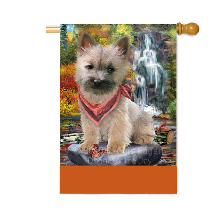 Personalized Scenic Waterfall Cairn Terrier Dog Custom House Flag FLG-DOTD-A61019