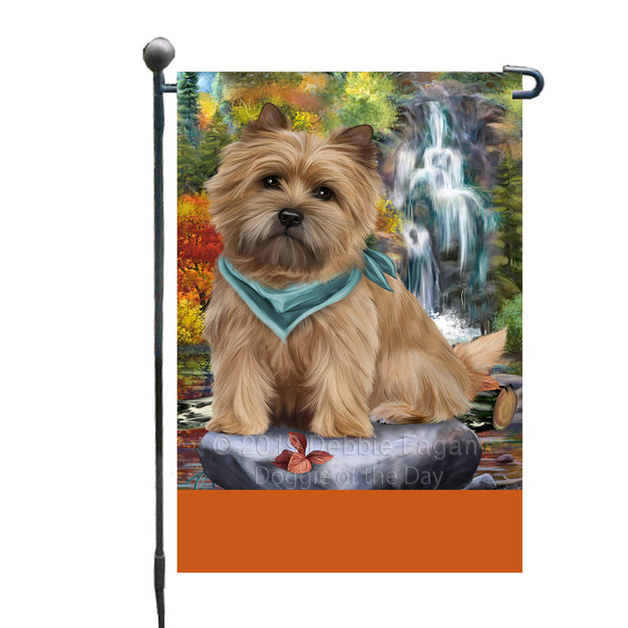 Personalized Scenic Waterfall Cairn Terrier Dog Custom Garden Flags GFLG-DOTD-A60965