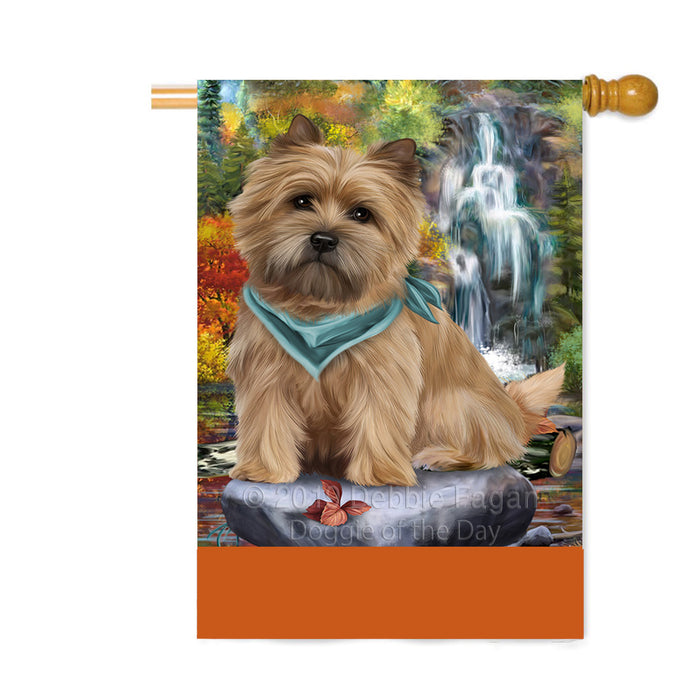 Personalized Scenic Waterfall Cairn Terrier Dog Custom House Flag FLG-DOTD-A61021