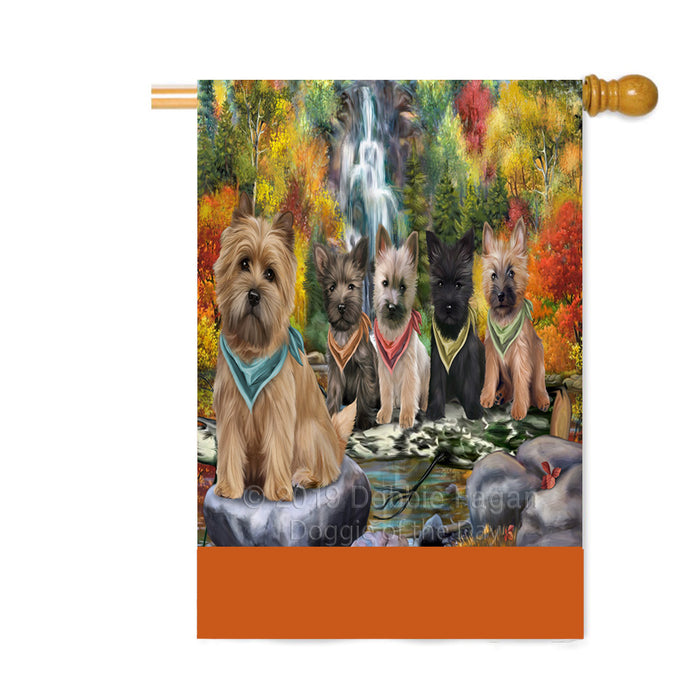Personalized Scenic Waterfall Cairn Terrier Dogs Custom House Flag FLG-DOTD-A61017