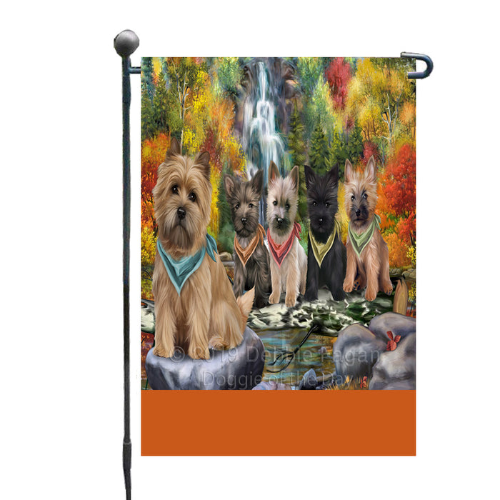 Personalized Scenic Waterfall Cairn Terrier Dogs Custom Garden Flags GFLG-DOTD-A60961