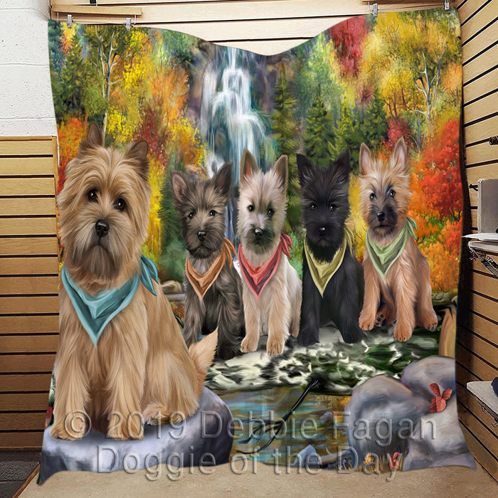 Scenic Waterfall Cairn Terrier Dogs Quilt