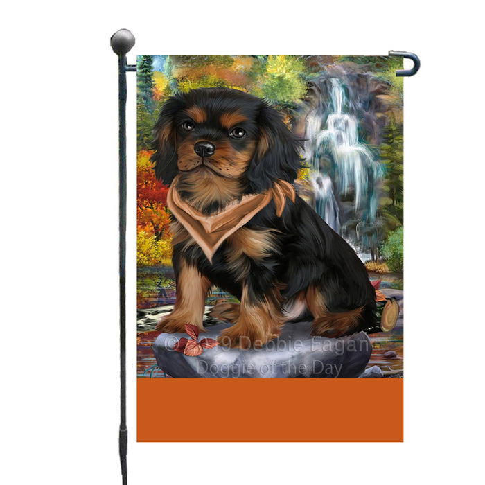 Personalized Scenic Waterfall Cavalier King Charles Spaniel Dog Custom Garden Flags GFLG-DOTD-A60967