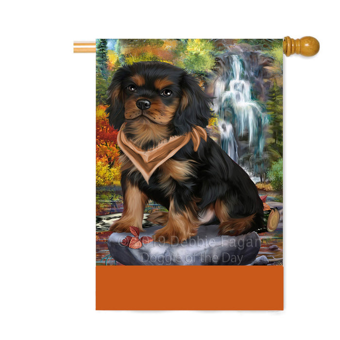 Personalized Scenic Waterfall Cavalier King Charles Spaniel Dog Custom House Flag FLG-DOTD-A61023