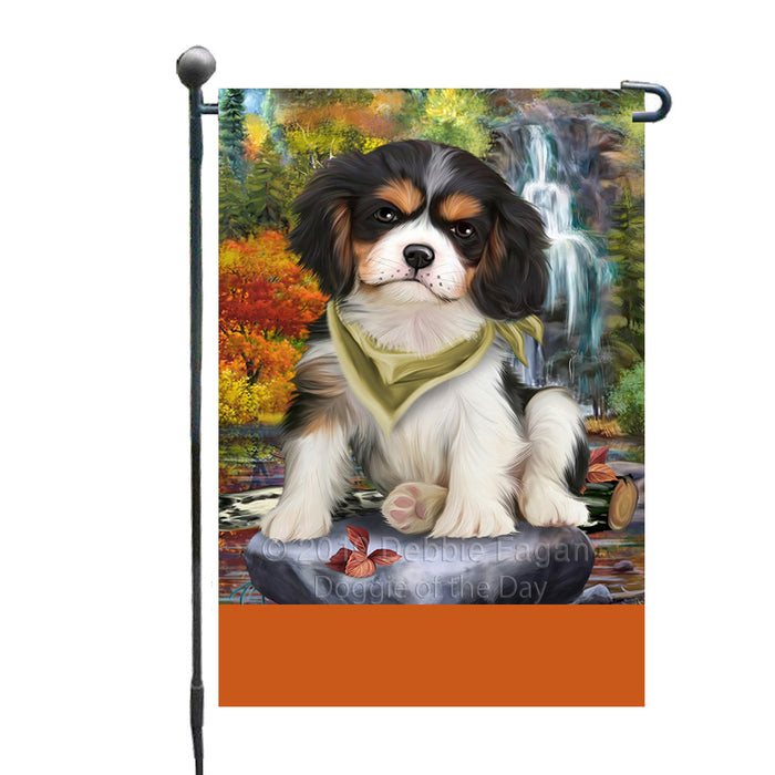 Personalized Scenic Waterfall Cavalier King Charles Spaniel Dog Custom Garden Flags GFLG-DOTD-A60968