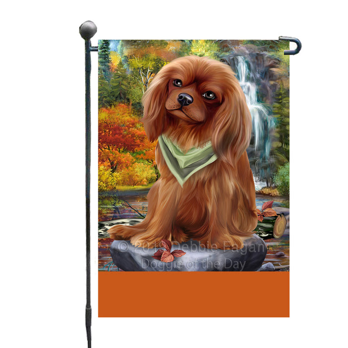 Personalized Scenic Waterfall Cavalier King Charles Spaniel Dog Custom Garden Flags GFLG-DOTD-A60969