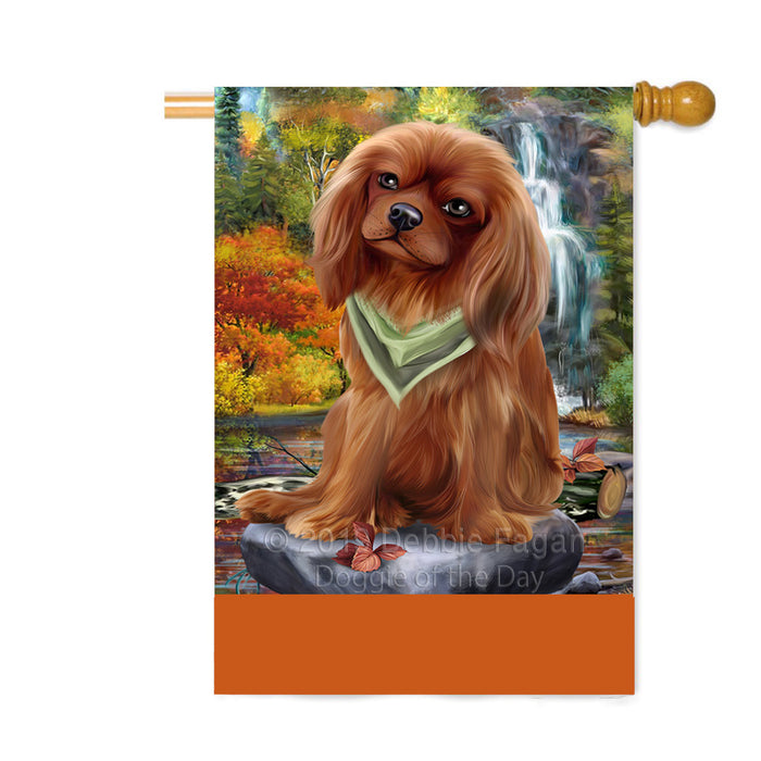 Personalized Scenic Waterfall Cavalier King Charles Spaniel Dog Custom House Flag FLG-DOTD-A61025