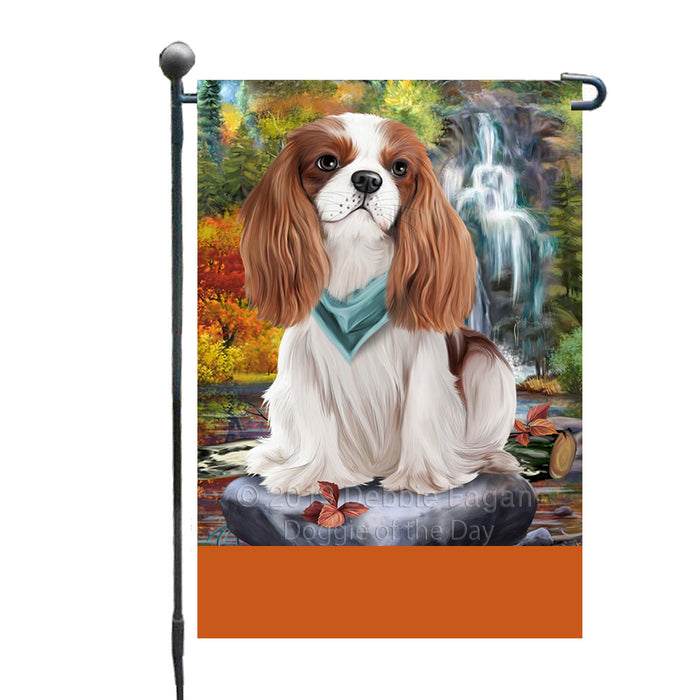 Personalized Scenic Waterfall Cavalier King Charles Spaniel Dog Custom Garden Flags GFLG-DOTD-A60970