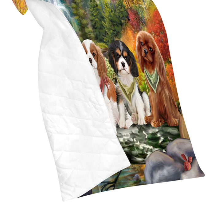 Scenic Waterfall Cavalier King Charles Spaniel Dogs Quilt