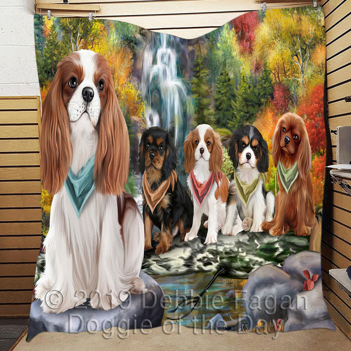 Scenic Waterfall Cavalier King Charles Spaniel Dogs Quilt