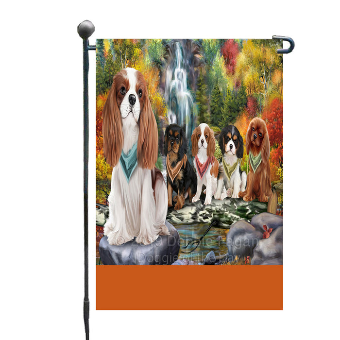 Personalized Scenic Waterfall Cavalier King Charles Spaniel Dogs Custom Garden Flags GFLG-DOTD-A60966