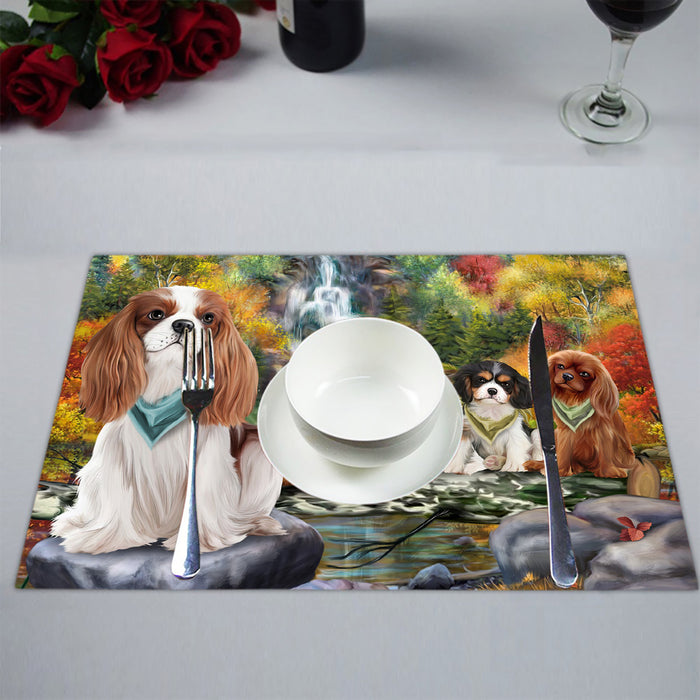 Scenic Waterfall Cavalier King Charles Spaniel Dogs Placemat