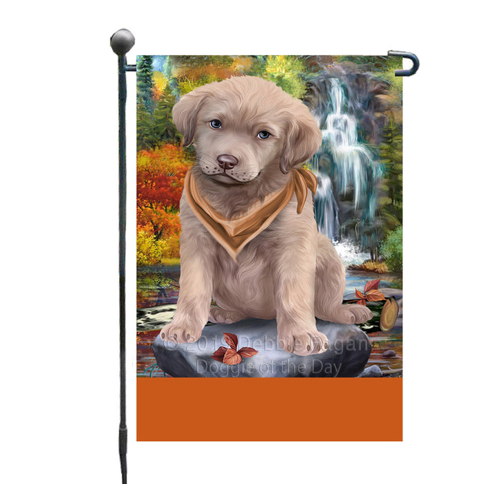 Personalized Scenic Waterfall Chesapeake Bay Retriever Dog Custom Garden Flags GFLG-DOTD-A60972