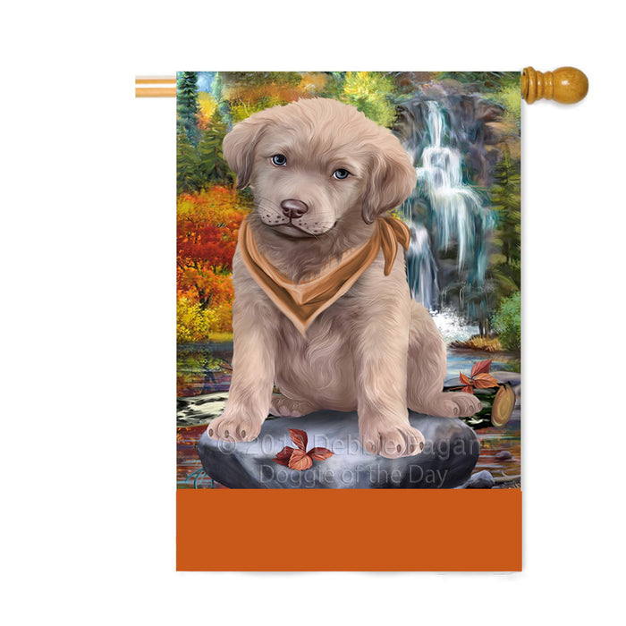 Personalized Scenic Waterfall Chesapeake Bay Retriever Dog Custom House Flag FLG-DOTD-A61028