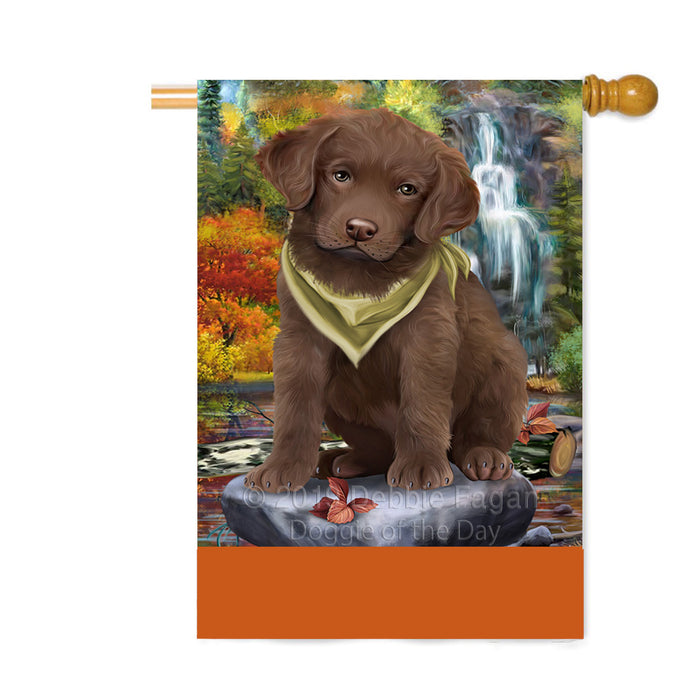 Personalized Scenic Waterfall Chesapeake Bay Retriever Dog Custom House Flag FLG-DOTD-A61029
