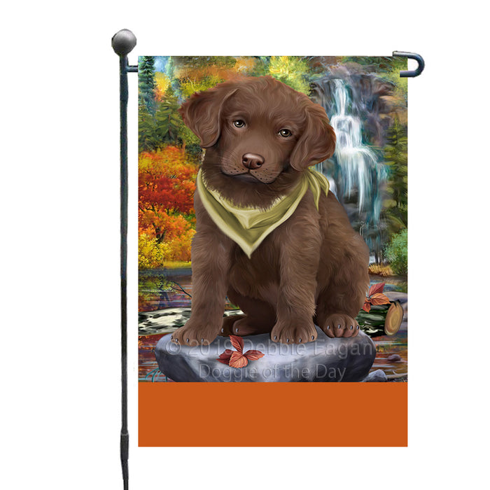 Personalized Scenic Waterfall Chesapeake Bay Retriever Dog Custom Garden Flags GFLG-DOTD-A60973