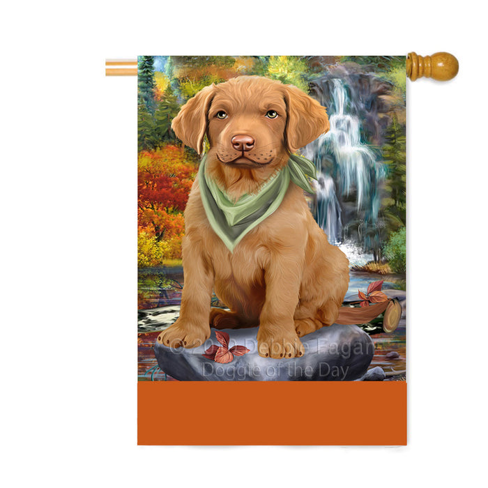 Personalized Scenic Waterfall Chesapeake Bay Retriever Dog Custom House Flag FLG-DOTD-A61030