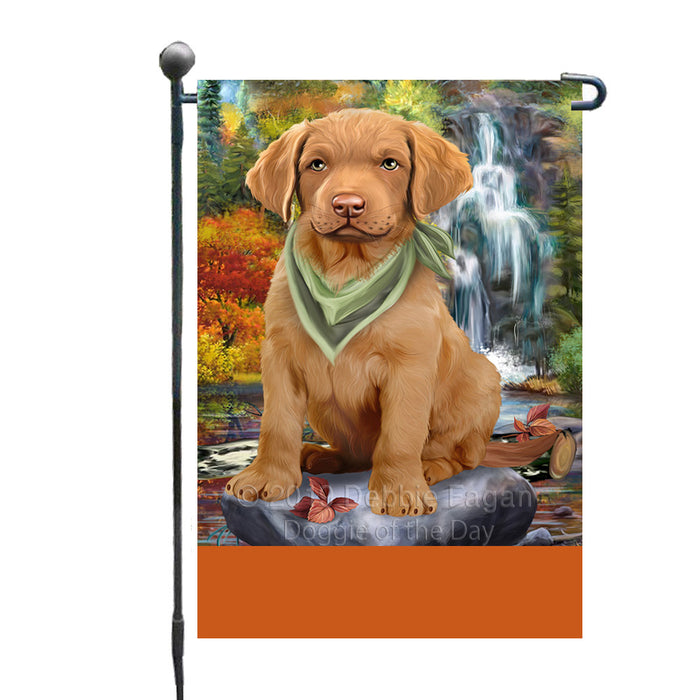 Personalized Scenic Waterfall Chesapeake Bay Retriever Dog Custom Garden Flags GFLG-DOTD-A60974
