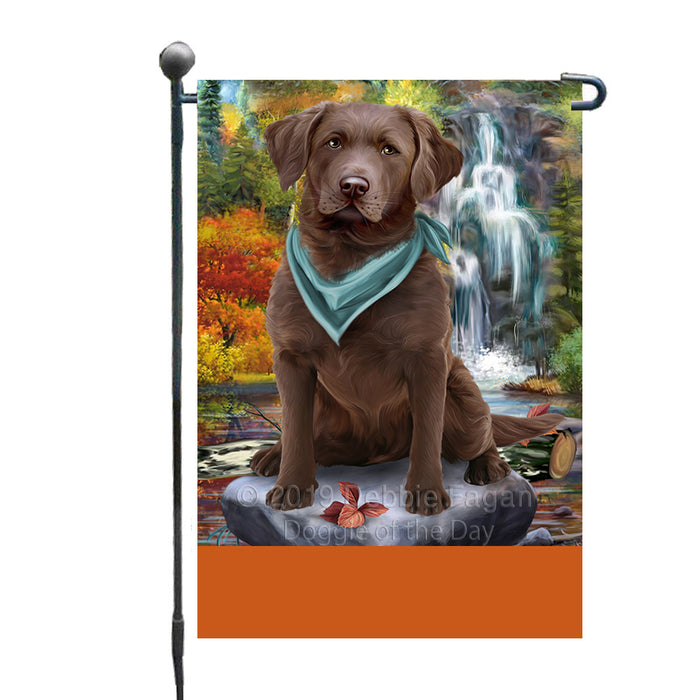Personalized Scenic Waterfall Chesapeake Bay Retriever Dog Custom Garden Flags GFLG-DOTD-A60975