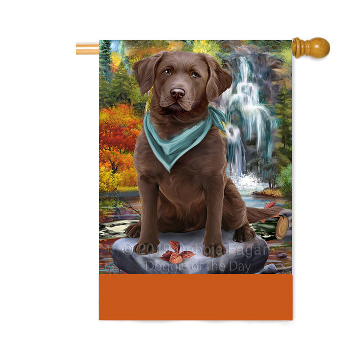 Personalized Scenic Waterfall Chesapeake Bay Retriever Dog Custom House Flag FLG-DOTD-A61031