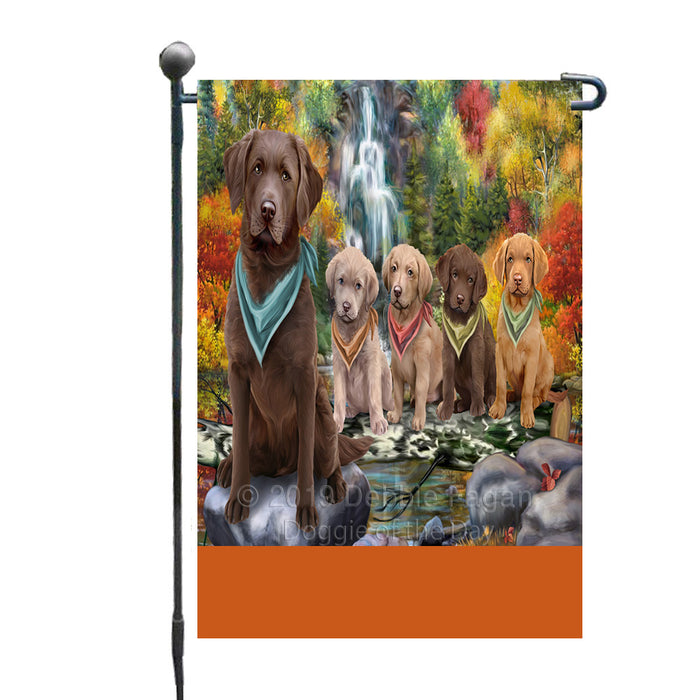 Personalized Scenic Waterfall Chesapeake Bay Retriever Dogs Custom Garden Flags GFLG-DOTD-A60971