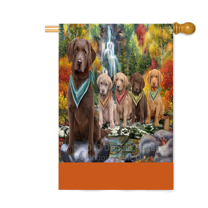 Personalized Scenic Waterfall Chesapeake Bay Retriever Dogs Custom House Flag FLG-DOTD-A61027