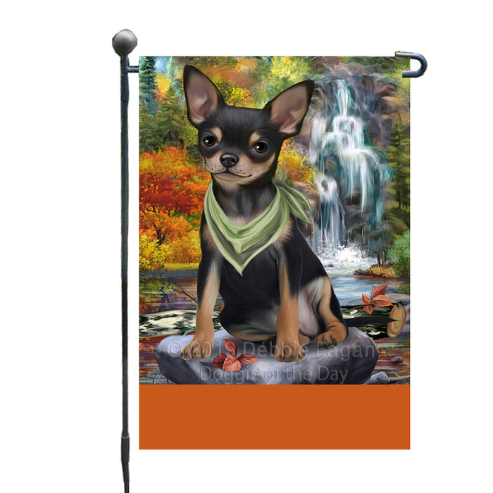 Personalized Scenic Waterfall Chihuahua Dog Custom Garden Flags GFLG-DOTD-A60977