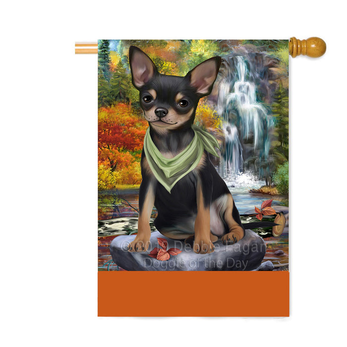 Personalized Scenic Waterfall Chihuahua Dog Custom House Flag FLG-DOTD-A61033