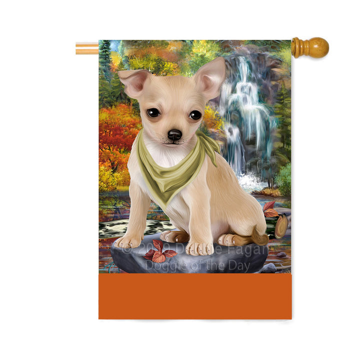 Personalized Scenic Waterfall Chihuahua Dog Custom House Flag FLG-DOTD-A61034