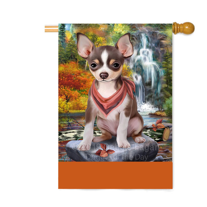 Personalized Scenic Waterfall Chihuahua Dog Custom House Flag FLG-DOTD-A61035