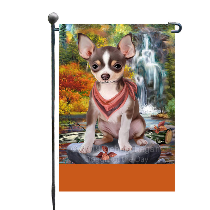 Personalized Scenic Waterfall Chihuahua Dog Custom Garden Flags GFLG-DOTD-A60979