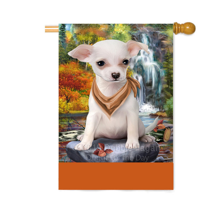 Personalized Scenic Waterfall Chihuahua Dog Custom House Flag FLG-DOTD-A61036