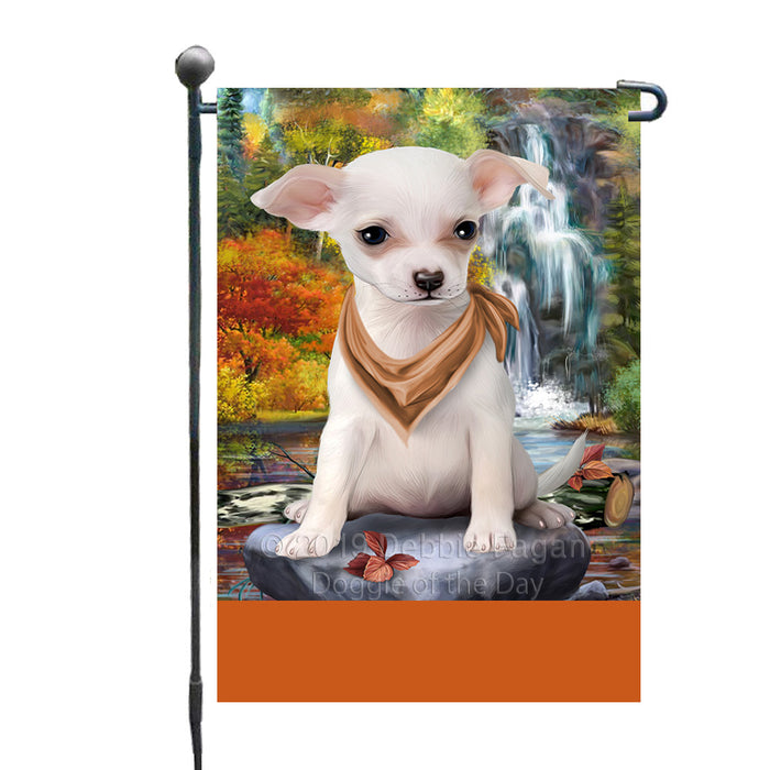 Personalized Scenic Waterfall Chihuahua Dog Custom Garden Flags GFLG-DOTD-A60980