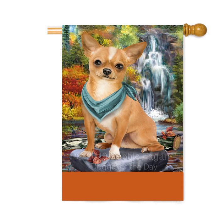 Personalized Scenic Waterfall Chihuahua Dog Custom House Flag FLG-DOTD-A61037