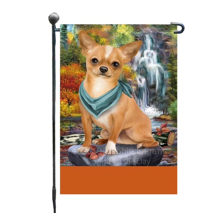 Personalized Scenic Waterfall Chihuahua Dog Custom Garden Flags GFLG-DOTD-A60981