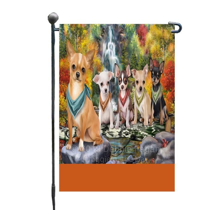 Personalized Scenic Waterfall Chihuahua Dogs Custom Garden Flags GFLG-DOTD-A60976