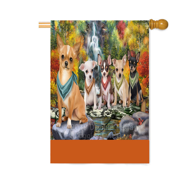 Personalized Scenic Waterfall Chihuahua Dogs Custom House Flag FLG-DOTD-A61032
