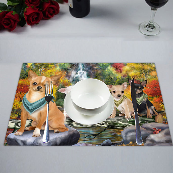 Scenic Waterfall Chihuahua Dogs Placemat