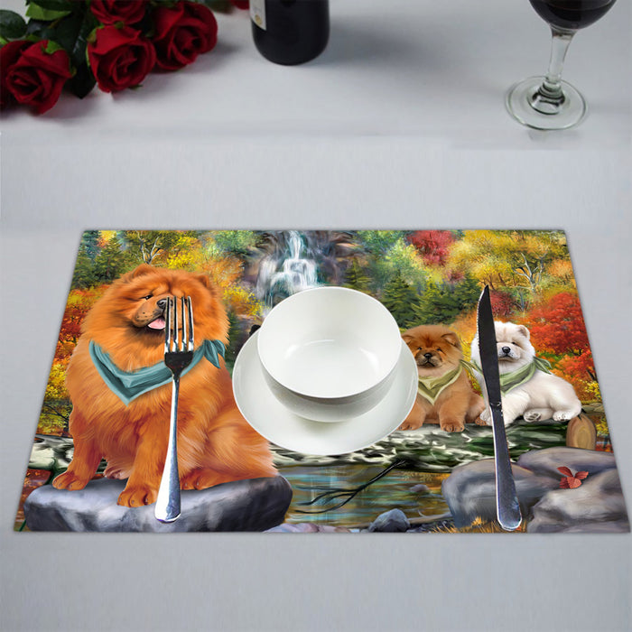 Scenic Waterfall Chow Chow Dogs Placemat