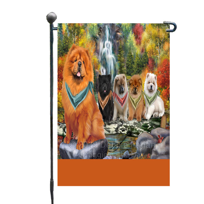 Personalized Scenic Waterfall Chow Chow Dogs Custom Garden Flags GFLG-DOTD-A60982
