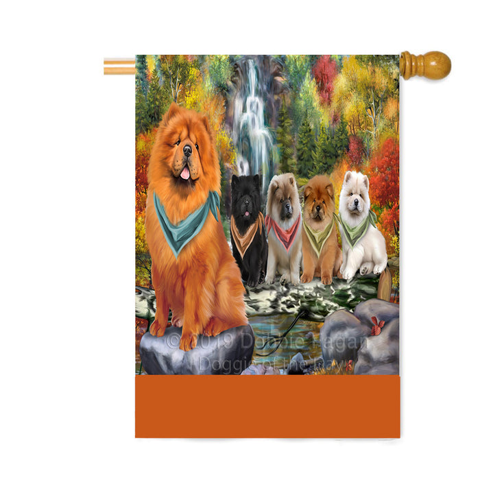 Personalized Scenic Waterfall Chow Chow Dogs Custom House Flag FLG-DOTD-A61038