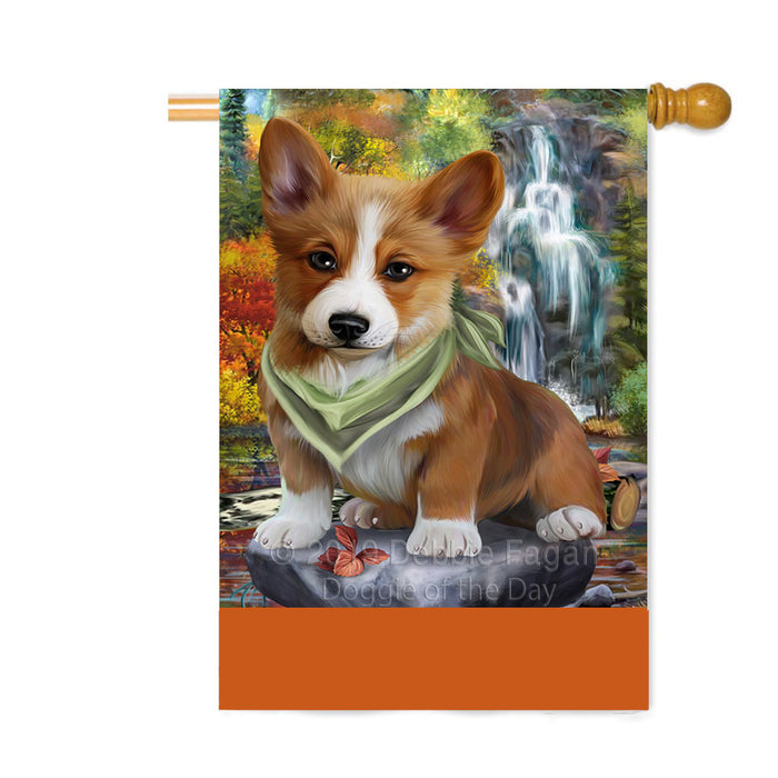 Personalized Scenic Waterfall Corgi Dog Custom House Flag FLG-DOTD-A61053