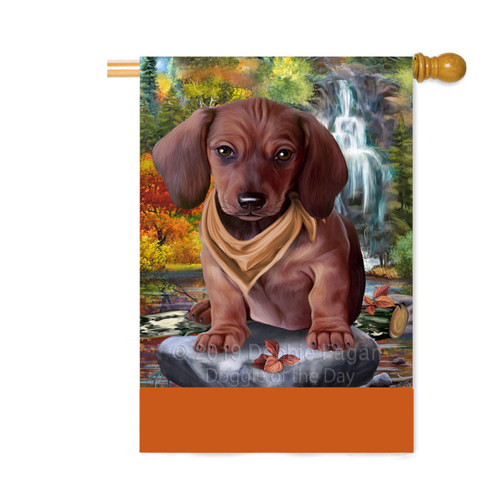 Personalized Scenic Waterfall Dachshund Dog Custom House Flag FLG-DOTD-A61058