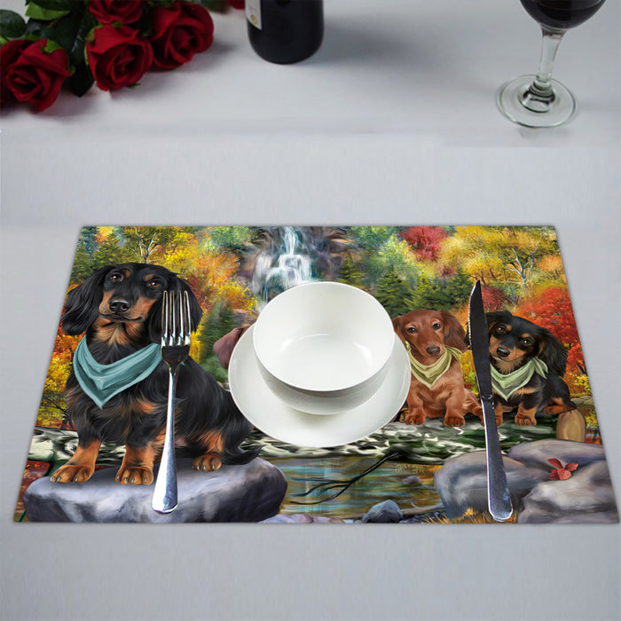 Scenic Waterfall Dachshund Dogs Placemat