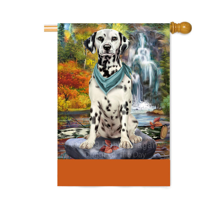 Personalized Scenic Waterfall Dalmatian Dog Custom House Flag FLG-DOTD-A61062