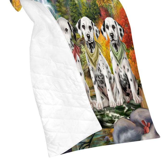 Scenic Waterfall Dalmatian Dogs Quilt