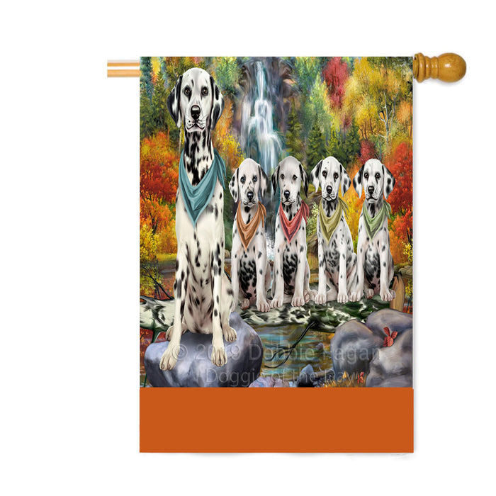 Personalized Scenic Waterfall Dalmatian Dogs Custom House Flag FLG-DOTD-A61060